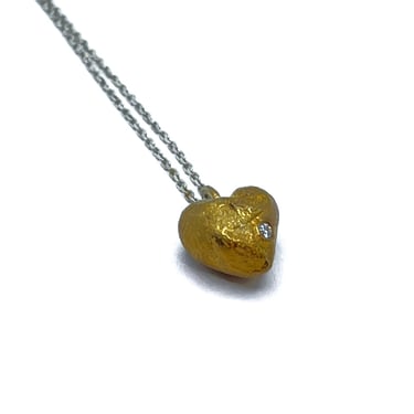 Sonja Fries | Sterling Silver Plated Diamond Heart Necklace w/ S/S Chain