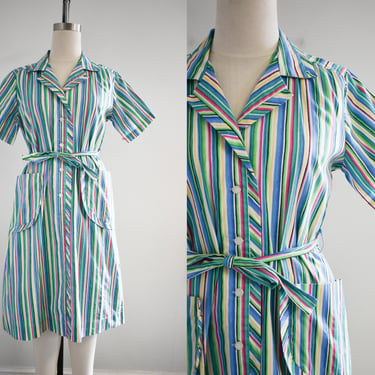 1960s/70s Carolina Maid Striped House Dress 