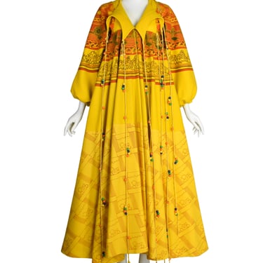 Zandra Rhodes Vintage 1969 'Knitted Circle' Collection Yellow Trompe L'oeil 'Butterfly' Coat (Britt Ekland Owned)