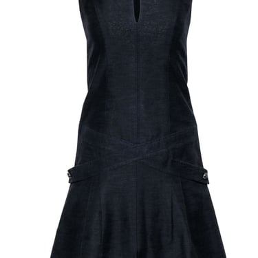 Chanel - Black Textured Sleeveless Drop Waist Dress Sz 4
