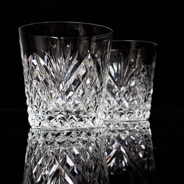 Vintage Tyrone Crystal Old Fashioned Rocks Cocktail Glasses Set of 2 