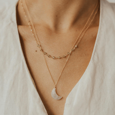 Moonstone Moon Necklace