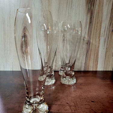 Pilsner Beer Glass Handblown Bubble Bottom - set of 5 