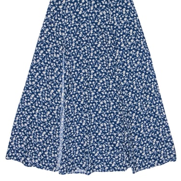 Reformation - Blue & White Floral Midi Skirt w/ Side Slit Sz 0