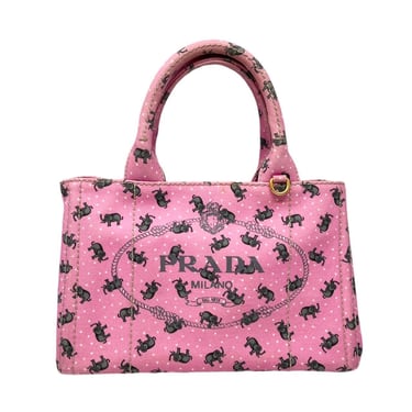 Prada Pink Elephant Print Top Handle Bag