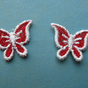 red butterfly applique trim vintage butterflies jacket patch 