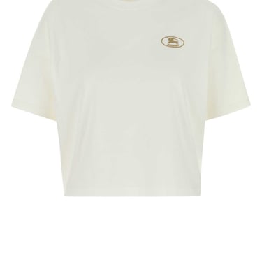 Burberry Women White Cotton T-Shirt