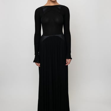 Geoffrey Beene Fall/ Winter 1991 Black Jersey Open Back Evening Gown 