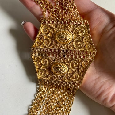 70s Beautiful Etruscan Gold Statement Bracelet