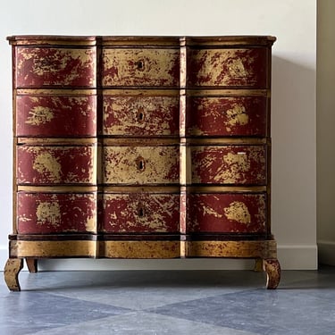 18th C. Distressed Red Gustavian Chest of Drawers