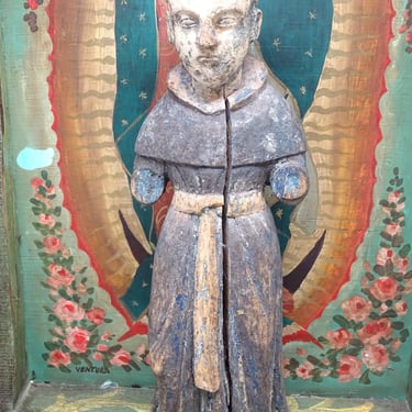 Antique 1800's San Antonio de Padua, Saint Anthony  Santos, Religious Church Folk Art 