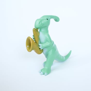 Vintage 80s Saxaphone Playing Dinosaur - Cool 80s Toy - Parasaurolophus 