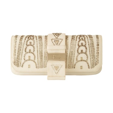 Dior White Beaded Clutch Bag