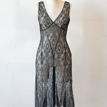 Vintage Max Mara Sleeveless Lace Little Black Dress S