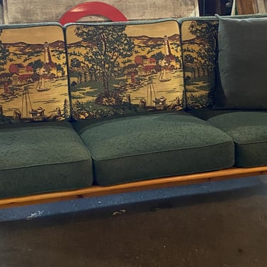 Habitant Knotty Pine Couch w Scenic Cushions