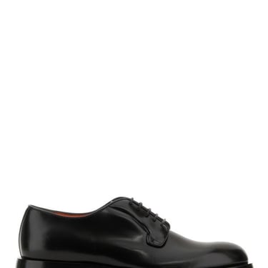 Santoni Men Black Leather Lace-Up Shoes