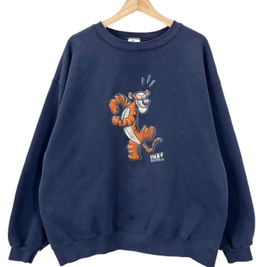 Vintage Winnie The Pooh Tigger Blue Crewneck Sweatshirt XL Disney