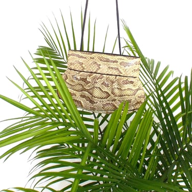 Vintage 80s Python Print Snakeskin Crossbody Purse 