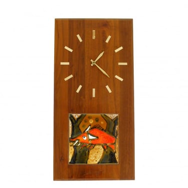 Walnut Wall Clock With Art Tile