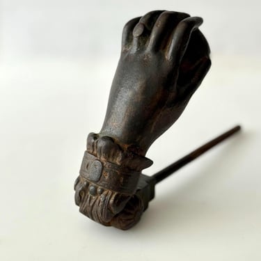 Antique Iron Hand and Ball Door Knocker 