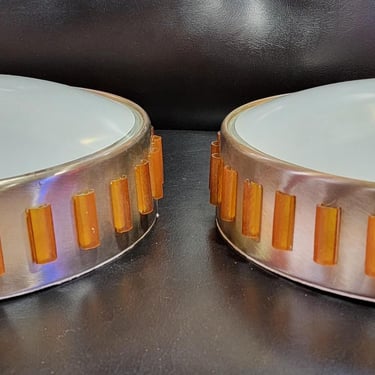 Flush Mount Space Ship Ceiling Fixtures Mid-Century Modern - a Pair 