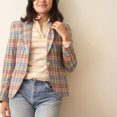 1970s Madras Cotton Women's Blazer 