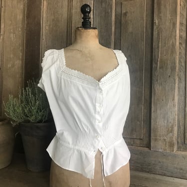 French Cache Corset, Wasp Waist Camisole, Broderie Anglaise, Antique Period Clothing 