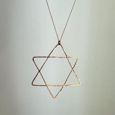 Giant Solid 14k Yellow Gold Jewish Star Pendant Handmade 