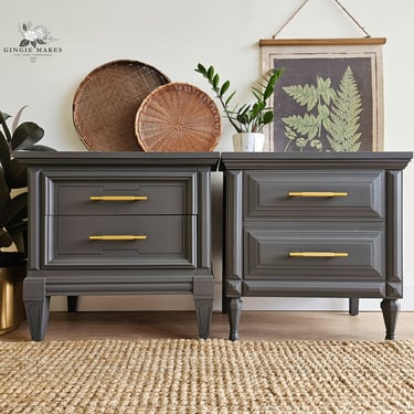 Refinished Dark Grey Coordinating Nightstands ***please read ENTIRE listing prior to purchasing SHIPPING is NOT free 