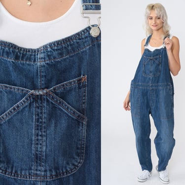 Y2K Jean Overalls Retro The Gap Denim Bib Overall Tapered Leg Dungarees Jeans Suspender Pants Carpenter Relaxed 00s Vintage Extra Large xl 