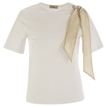 Herno Women T-Shirt With Shoulder Scarf