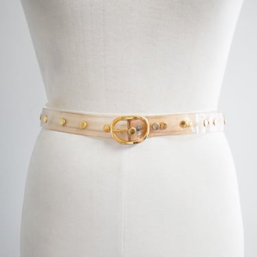1980s/90s Clear Vinyl and Gold Metal Stud Belt 