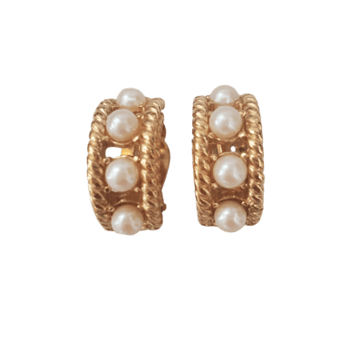 Givenchy Faux Pearl and Rope Border Clip-On Earrings