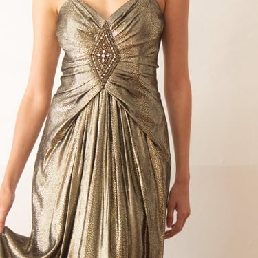 1980s Lillie Rubin Gold Lamé Gown 