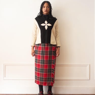 1990s Wool Tartan Wrap Skirt 