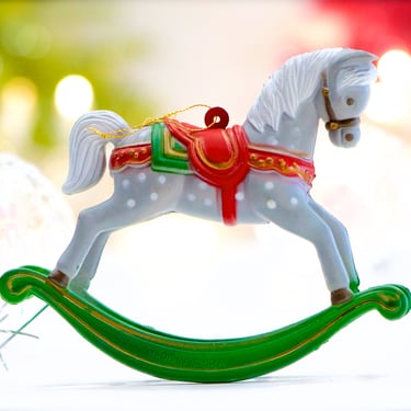 VINTAGE: Plastic Rocking Horse Ornament - Horse Figurine - Horse Ornament - Animal, Ranch, Carousel - SKU Tub-400-00033081 