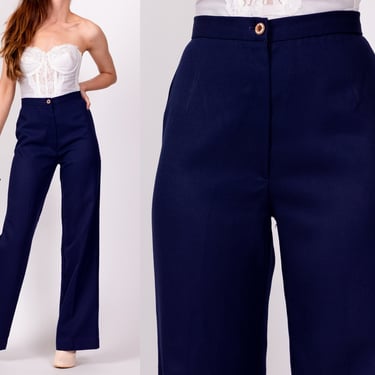 70s Navy Blue High Waisted Pants - Extra Small, 24