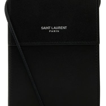 Saint Laurent Men Black Leather Pouch