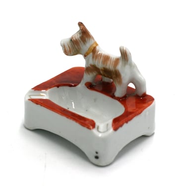 vintage ashtray with terrier made in japan 