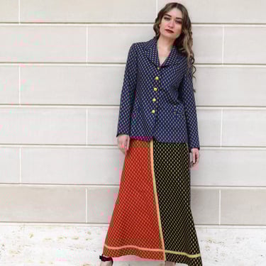 ANNE KLEIN 70s Vintage Blazer Skirt Ensemble Lion Label Saks Fifth Ace SZ S to M 
