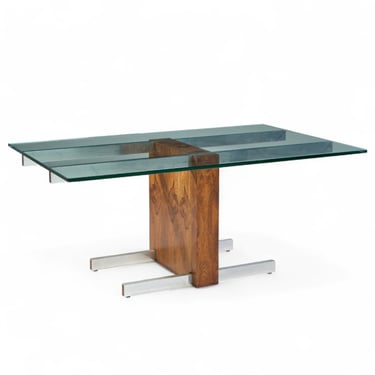 Vladimir Kagan Model 6705 Mid Century Cubist Rosewood Expanding Dining Table with 2 Leaves - mcm 