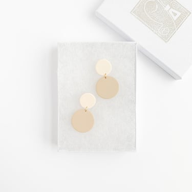 PHILLIPA in almond + latte | Polymer Clay Statement Earrings, Modern Minimalist, Hypoallergenic Posts 