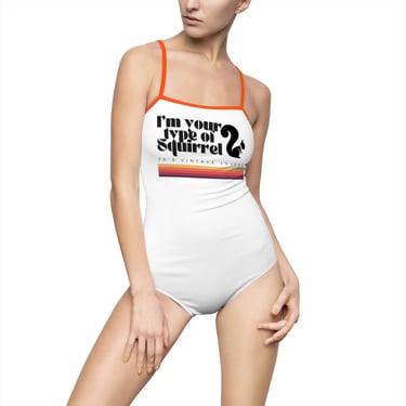Orange You Glad its a Vintage Squirrel Lovers One-piece Swimsuit 