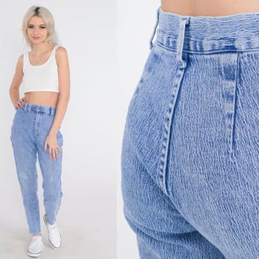 Acid Wash Jeans 90s Skinny Mom Jeans Stretch Denim High Waist Jeans 1990s Tapered Denim Pants Vintage Slim Denim Republic Extra Small XS 25 
