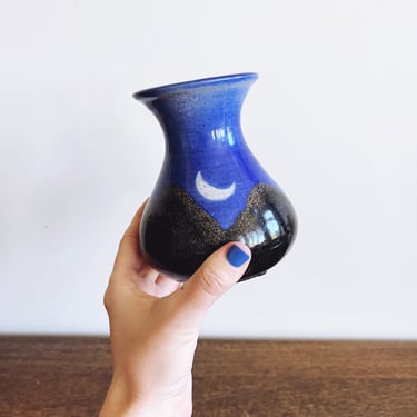 Vintage Luna Crescent and Full Moon Ceramic Vase 