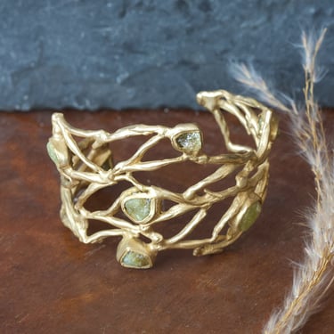 Undercurrent Cuff - Brass + Green Garnet