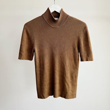 Walnut Silk Ribbed Knit Tee