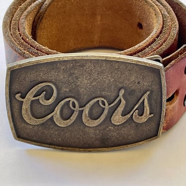 1970's Leather Belt Medium Snake Design with Coors Buckle 