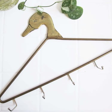 Vintage Brass Duck Hanger For Keys Necklaces - Quirky Bird Organizer - Fun Housewarming Gift For Friend - Hooks 