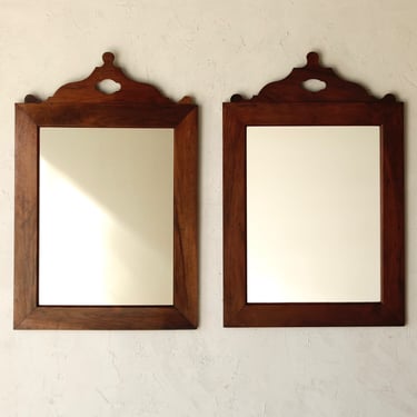 Pair of 19th C. Italian Shaped Walnut Mirrors